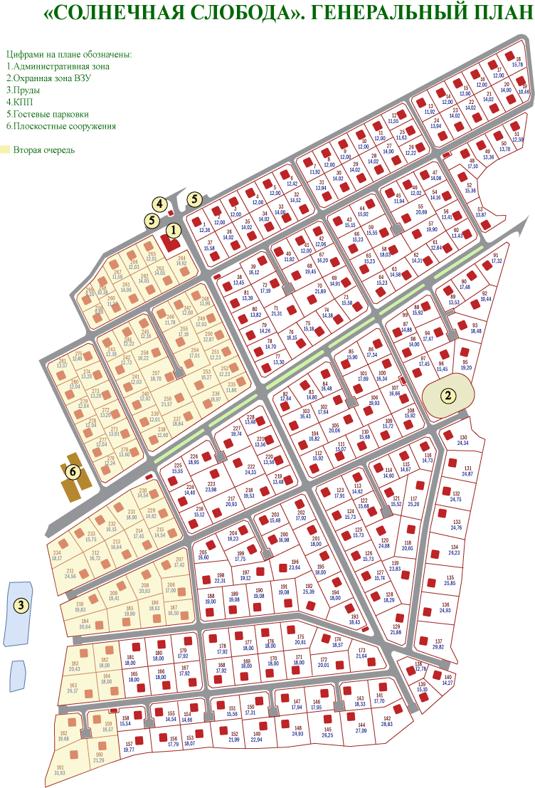 Характеристики котеджного посёлка Солнечная Слобода, план котеджного  поселка и цены на коттеджи